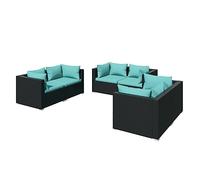 Eleganz 6-TLG. Set da giardino in rattan sintetico e acciaio, resistente alle intemperie e facile da pulire, perfetto per terrazza e giardino, cuscino incluso
