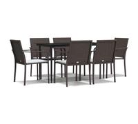 Eleganz 7 pezzi Gruppo da giardino in rattan PE e acciaio - Durevole e resistente alle intemperie - perfetto per terrazza e giardino - accogliente esperienza di pranzo all'aperto