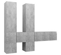 Eleganz 7-TLG. Set di armadi TV grigio cemento in legno - Armadio moderno per soggiorno, durevole e salvaspazio