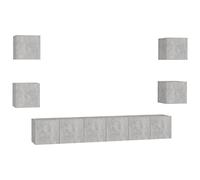Eleganz 7-TLG. Set mobile TV grigio cemento in legno - Armadio moderno per soggiorno, durevole e salvaspazio