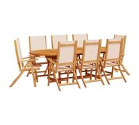Eleganz 9 pezzi da giardino in legno massiccio di acacia, trattato con olio, durevole e resistente alle intemperie, perfetto per terrazza e giardino, design moderno per il piacere all'aria aperta