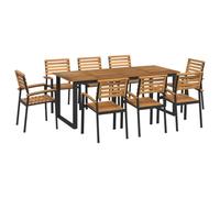 Eleganz 9 pezzi Gruppo da giardino in legno massello di acacia e metallo, durevole e facile da pulire, per terrazza e giardino, perfetto per famiglie e divertimento all'aperto