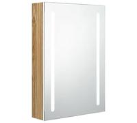 Eleganz Armadietto da bagno bianco e effetto quercia, 50 x 13 x 70 cm, moderno specchio da bagno con illuminazione, MDF con rivestimento in resina melamminica e vetro, ottimizzazione della polvere per