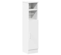Eleganz Armadietto da bagno con portarotolo in legno bianco, 20,5 x 22 x 90 cm, salvaspazio ed elegante per piccoli bagni