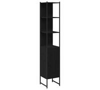 Eleganz Armadietto da bagno in MDF in rovere nero, 33 x 33 x 185,5 cm, armadio per corridoio, camera da letto o bagno, soluzione di archiviazione per piccoli spazi