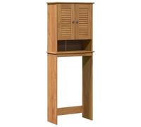 Eleganz Armadietto per WC in legno massello di pino - Set di mobili da bagno in marrone e marrone miele 60 x 27 x 161 cm - Design elegante e stabile per piccoli spazi