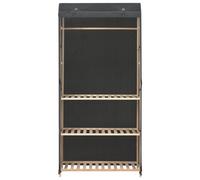 Eleganz Armadio a 3 livelli grigio 79 x 40 x 170 cm in legno di abete massello - Armadio in tessuto salvaspazio per piccoli ambienti, durevole ed ecologico