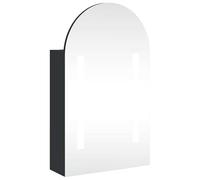 Eleganz Armadio a specchio con illuminazione per bagno, bombato, nero, 42 x 13 x 70 cm, moderno mobile da bagno in legno con rivestimento in melamina e vetro, ottimizzazione della polvere