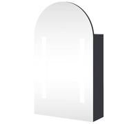 Eleganz Armadio a specchio con illuminazione per bagno, design a cupola, grigio, 42 x 13 x 70 cm, materiale in legno con rivestimento in melamina e vetro, spazio moderno