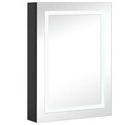 Eleganz Armadio a specchio per bagno, 50 x 13 x 70 cm, moderno mobile in MDF con rivestimento in resina melamminica e vetro, specchio illuminato per bagno con spazio di archiviazione, ideale per