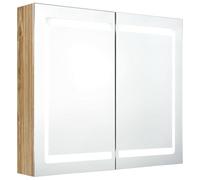 Eleganz - Armadio a specchio per bagno, effetto rovere, 80 x 12 x 68 cm, moderno armadio da bagno con illuminazione, MDF con rivestimento in resina melamminica e vetro - Ottimizzazione della polvere