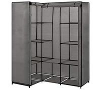 Eleganz Armadio angolare grigio 130 x 87 x 169 cm, tubo di ferro + 100% poliestere, salvaspazio e durevole, ideale per piccoli spazi