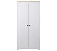 Eleganz Armadio bianco 80 × 50 × 171,5 cm in legno di pino massiccio, serie Panama, robusto e durevole, ideale per piccoli spazi e famiglie