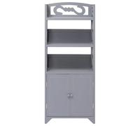 Eleganz Armadio da bagno grigio 46 x 24 x 116 cm, in legno Paulownia, design sottile per piccoli bagni, durevole ed ecologico, soluzione di stoccaggio per ordine in bagno