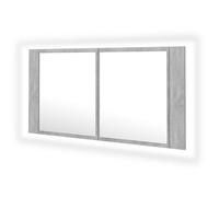 Eleganz Armadio da bagno grigio cemento, 90 x 12 x 45 cm, moderno armadietto a specchio con acrilico e materiale in legno, per set di mobili da bagno, spazio e illuminazione