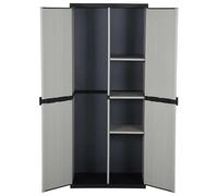 Eleganz Armadio da giardino con 3 ripiani in PVC e PP, grigio e nero, 68 x 40 x 168 cm, resistente alle intemperie e stabile, ideale per giardino, terrazza o magazzino, set di mobili da soggiorno