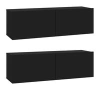 Eleganz Armadio da parete per TV, 2 pezzi, nero, 100 x 30 x 30 cm, in legno - Moderno armadietto per soggiorno, camera da letto, stabile per accessori TV, salvaspazio e durevole