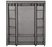 Eleganz Armadio in tessuto non tessuto, con scomparti e aste, grigio, 150 x 45 x 176 cm, salvaspazio e durevole, per piccoli appartamenti