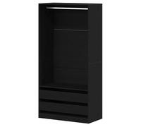 Eleganz Armadio nero effetto rovere 100 x 50 x 200 cm - Moderno armadio in legno per camera da letto e soggiorno - soluzione di archiviazione per vestiti e accessori