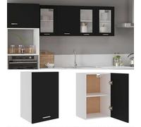 Eleganz Armadio pensile Lione, nero, 39,5 x 31 x 60 cm, armadio da cucina in legno - salvaspazio ed elegante per piccole cucine - soluzione moderna