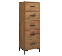 Eleganz Cassettiera in pino massiccio, 42 x 35 x 110 cm, soluzione di archiviazione per piccoli spazi, effetto legno di pino naturale