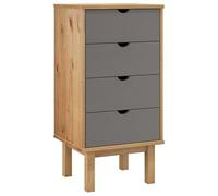 Eleganz Cassettiera OTTA marrone e grigio, 45 x 39 x 90 cm, in legno massello - Set di mobili per soggiorno, durevole ed elegante per piccoli spazi