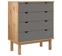 Eleganz Cassettiera OTTA | Set soggiorno in legno massello | marrone e grigio | 76,5 x 39,5 x 90 cm | elegante e salvaspazio