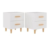 Eleganz Comodini 2 pezzi, bianco, 40 x 35 x 47,5 cm, in legno e legno massello di eucalipto - camera da letto, cassettiera, elegante e stabile per piccoli spazi