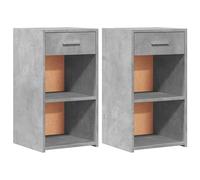 Eleganz Comodini 2 pezzi, grigio cemento, 35 x 34 x 65 cm, in materiale di legno, tavolino moderno per camera da letto e soggiorno, salvaspazio e durevole