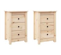 Eleganz Comodini 2 pezzi, in legno di pino massiccio, non trattato, 40 x 35 x 61,5 cm, naturali e durevoli per una camera da letto accogliente