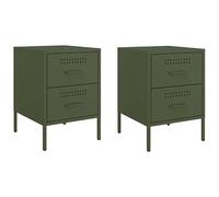 Eleganz Comodini 2 pezzi, verde oliva, 36 x 39 x 50,5 cm, in acciaio, tavolino moderno per camera da letto, robusto e salvaspazio, ideale per piccoli spazi
