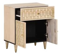 Eleganz Comodino in legno massello mango, 50 x 33 x 60 cm, con spazio di archiviazione, durevole e naturale, comodino dal design moderno per piccoli spazi