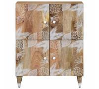 Eleganz Credenza 60 x 33,5 x 75 cm in legno di mango - moderno sistema di scaffalatura per soggiorno e sala da pranzo - bianco naturale con accenti metallici - salvaspazio ed elegante