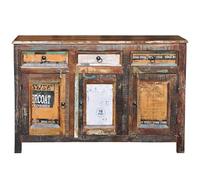 Eleganz Credenza in legno massello vintage - Set di mobili da soggiorno con 3 cassetti e 3 ante, rustico, buffet da cucina per stile rustico e ambienti moderni, durevole ed elegante