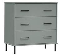 Eleganz Credenza Oslo grigio | 3 cassetti in legno massello | set di mobili da soggiorno | salvaspazio e durevole | design moderno per piccoli spazi