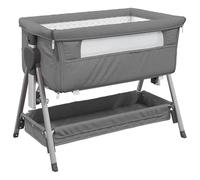 Eleganz Culla con materasso in tessuto di lino grigio scuro - Tessuto a rete durevole e telaio in ferro - Perfetto per dormire in modo sicuro ed elegante nella cameretta dei bambini