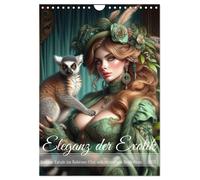 Eleganz der Exotik - Femme Fatale im Bohème-Chic mit tierischen Begleitern (Wand