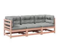 Eleganz Divano da giardino 3 pezzi in legno massello Douglasie con cuscino - Mobili da giardino durevole per terrazza e balcone, resistente alle intemperie e confortevole