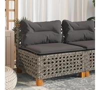 Eleganz Divano da giardino senza braccioli in rattan PE per giardino e terrazza - Durevole con acciaio verniciato a polvere e legno di acacia - Cuscino grigio incluso