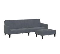 Eleganz Divano letto 2 posti con poggiapiedi - Futon in velluto grigio scuro per soggiorno e zona ospite, salvaspazio e comodo, ideale per piccoli spazi e ospiti