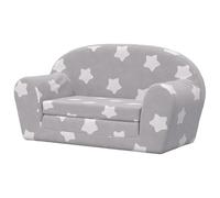 Eleganz Divano letto per bambini, 2 posti, grigio chiaro, con stelle, morbido peluche (100% poliestere) - comodo arredamento per neonati e bambini per sogni dolci