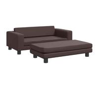 Eleganz Divano per bambini con sgabello, effetto pelle marrone, 100 x 50 x 30 cm, comodo mobile per camera dei bambini, per sala giochi e soggiorno, durevole e facile da pulire