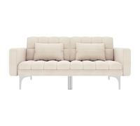 Eleganz Futon Divano letto in tessuto crema - Comodo divano letto per soggiorno e zona ospite, ideale per piccoli spazi, facilmente convertibile e facile da pulire