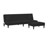 Eleganz Futon - Set di 2 divani con cuscino, in velluto nero, per piccoli spazi, comodo e salvaspazio