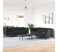 Eleganz Futon - Set di 2 divani in tessuto nero per soggiorno o camera da letto, comodo e salvaspazio, ideale per piccoli spazi e studi