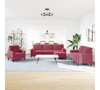 Eleganz Futon - Set di 4 divani in velluto rosso vinaccia con cuscini e cuscini per il collo, comodi mobili lounge per soggiorno, camera da letto o piccoli spazi