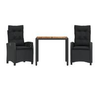Eleganz Gruppo da giardino 3 pezzi in polyrattan nero con cuscino - Set lounge per terrazza e giardino - resistente alle intemperie e confortevole - Mobili moderni per esterni