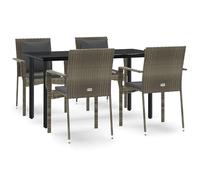 Eleganz Gruppo da giardino da 5 pezzi in rattan PE e acciaio verniciato a polvere - nero e grigio - durevole e facile da pulire - perfetto per terrazza e giardino