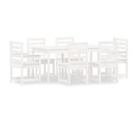 Eleganz Gruppo da giardino in legno di pino massiccio, 7 pezzi, bianco, durevole e resistente alle intemperie, per terrazza e giardino, perfetto per famiglie e divertimento all'aperto