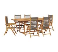 Eleganz Gruppo da giardino in legno massello di acacia e polipropilene, grigio, durevole e facile da pulire, ideale per giardino, terrazza e balcone, trattato con olio per una durata ottimale